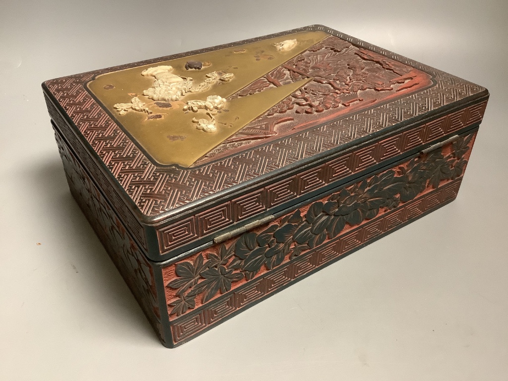 A Japanese lacquer and Shibayama style box